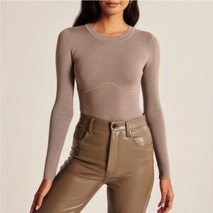 Abercrombie & Fitch Taupe Sweater Bodysuit